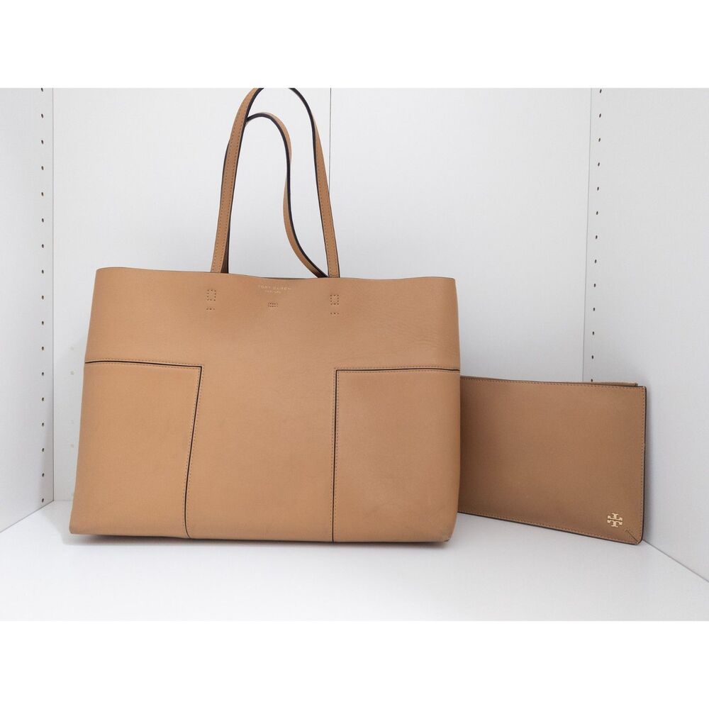 Tory Burch Block T Tote Tan Bag shoulder purse